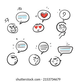 hand drawn doodle speech bubble chat box illustration vector isolated