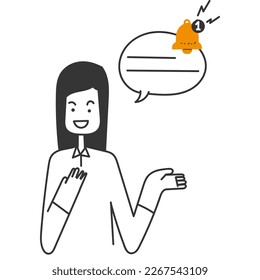 hand drawn doodle speech bubble with ringing bell notification vector