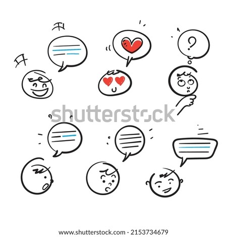 hand drawn doodle speech bubble chat box illustration vector isolated