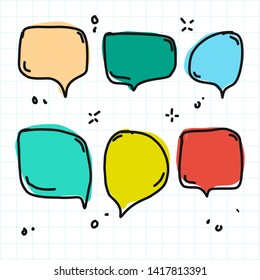 Hand drawn doodle speech bubbles set