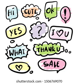 Hand drawn doodle speech bubbles set illustration