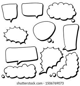 Hand drawn doodle speech bubbles set illustration