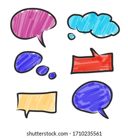 Hand drawn doodle speech bubbles set