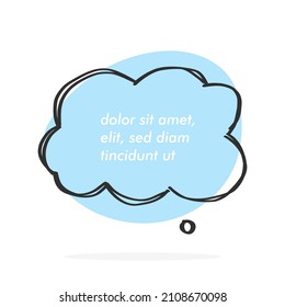 Burbujas de palabras de doodle dibujadas a mano con acentuación, llenas de trazos de pintura y forma abstracta de moda.