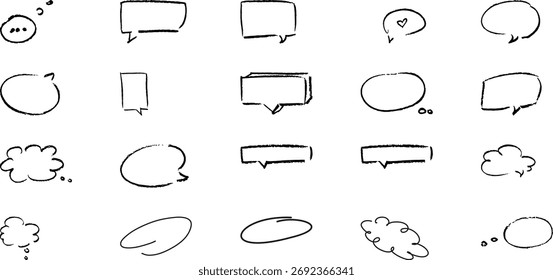 Hand drawn doodle speech bubbles sketch frames quote commas message quotation marks scribble 
