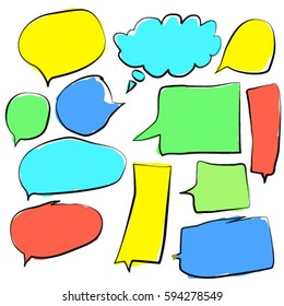 Hand drawn doodle speech set colour