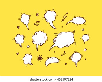Hand Drawn doodle Speech and thought Bubbles Vector illustration