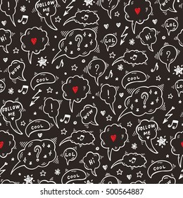 Hand Drawn doodle Speech and thought Bubbles Vector Seamless pattern