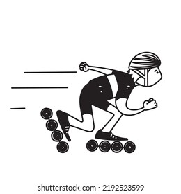 hand drawn doodle speed inline skate illustration vector