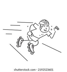 hand drawn doodle speed inline skate illustration vector