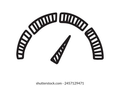 hand drawn doodle Speedometer, tachometer icon. Speed indicator sign. . Vector illustration