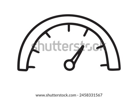 hand drawn doodle Speedometer, tachometer icon. Speed indicator sign. . Vector illustration