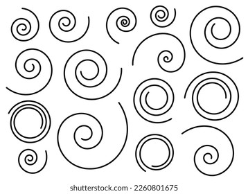 Juego de espiral de doodle dibujado a mano