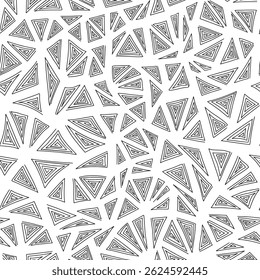 Dibujado a mano doodle con triángulos en espiral, patrón de Vector sin costuras para la tela, Fondo de pantalla, textil