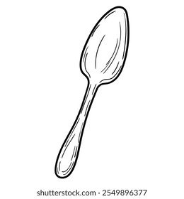 Hand drawn doodle spoon isolated on white background. Vector illustration.