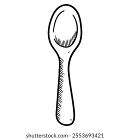 Hand drawn doodle spoon isolated on white background. Vector illustration.