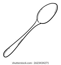Handgezeichneter Doodle-Löffel einzeln auf weißem Hintergrund. Vektorgrafik.