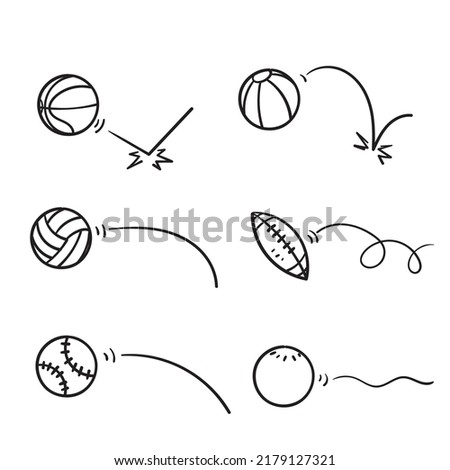 hand drawn doodle sport ball bounce collection illustration vector [[stock_photo]] © 
