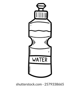 Hand drawn doodle sport water bottle isolated on white background. Vector illustration.