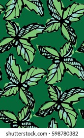 Hand drawn DOODLE SPRING PATTERN WITH MINT.