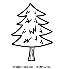 Hand drawn doodle spruce tree isolated on white background. Vector illustration.