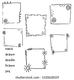 Hand Drawn Doodle Square Vector Picture Border Frames. Vintage Retro Sketch Frame, Drawing For Banner, Picture And Photo Illustration