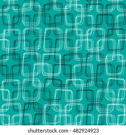 Hand Drawn doodle squares Seamless pattern. Vintage abstract background from frames
