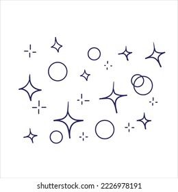 Hand Drawn Doodle star. Black and White Sparkling effect.