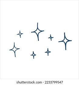 Hand Drawn Doodle star. Black and White Sparkling effect