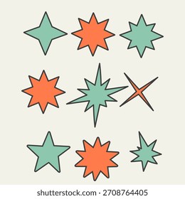 Conjunto de colección de estrella de doodle dibujado a mano