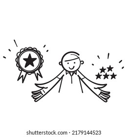 hand drawn doodle star comparison symbol for quality vs quantity sign illustration icon