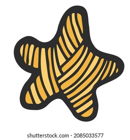 Estrella de doodle dibujada a mano. Ideal para imprimir en pegatinas, carteles o carteles. Ilustración vectorial.