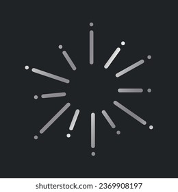 El doodle dibujado a mano de los rayos de las estrellas aislados en un fondo oscuro. Rayos de plata gradiente, explosión de fuegos artificiales, elemento metálico.