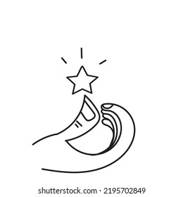 hand drawn doodle hand and star shape illustration vector isolated