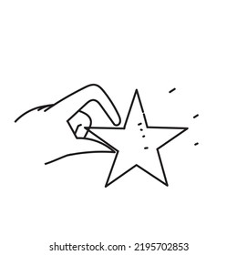 vectores de la forma de la mano dibujados a mano y de la estrella