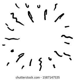 hand drawn doodle starburst, sunburst, firework, explosion set. doodle design element. vector illustration