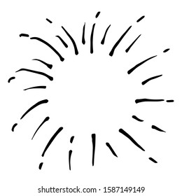 hand drawn doodle starburst, sunburst, firework, explosion set. doodle design element. vector illustration