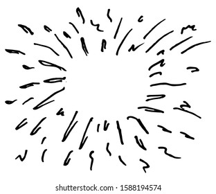 hand drawn doodle starburst, sunburst, firework, explosion set. doodle design element. vector illustration