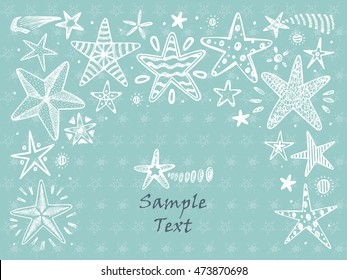 Hand drawn doodle Stars and Comets. Holiday card template - vector illustration