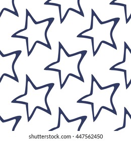 Hand drawn doodle stars seamless pattern.