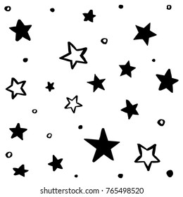 Hand drawn doodle stars in sky