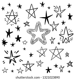 Hand drawn doodle stars, vector collection