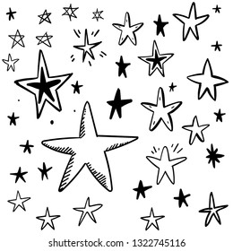 Hand drawn doodle stars, vector collection