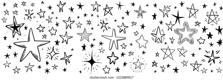 Hand drawn doodle stars, vector collection