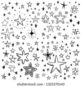 Hand drawn doodle stars, vector collection