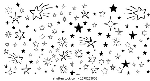 Hand Drawn Doodle Stars Vector Collection Stock Vector (Royalty Free ...