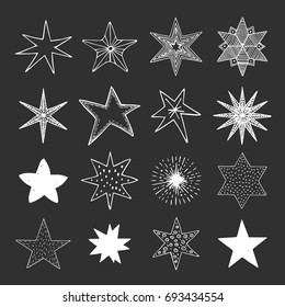 Hand drawn doodle stars. Vector.