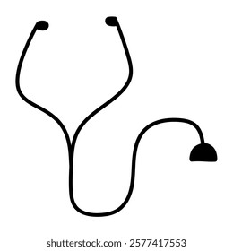 Hand drawn doodle stethoscope isolated on white background. Vector illustration.