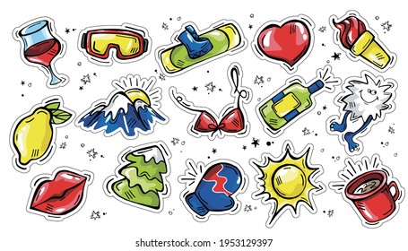 Paquete adhesivo de doodle dibujado a mano 