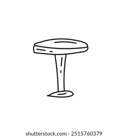 Rabiscar desenhado à mão de uma fezes ou mesa pequena com um topo circular e uma única perna.